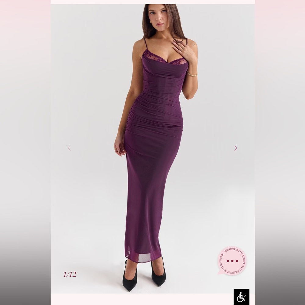House of cb NALINI Grape Mesh Corset Maxi Dress in M(bigger cup)